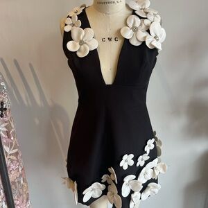 Elegant Black and White Floral Dress